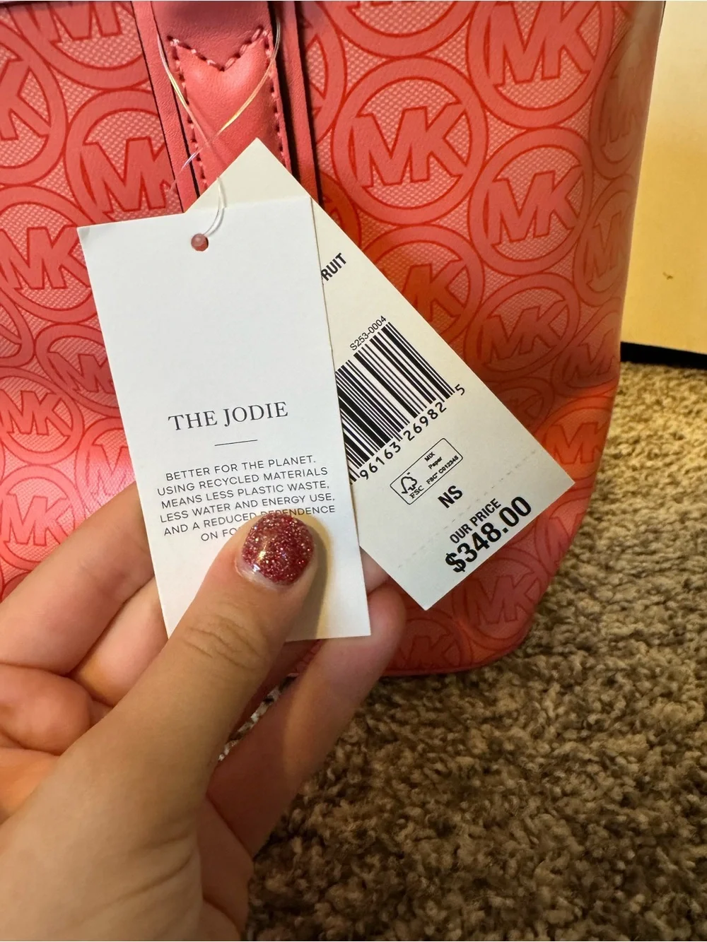 Michael Kors Coral Logo-Embossed Tote